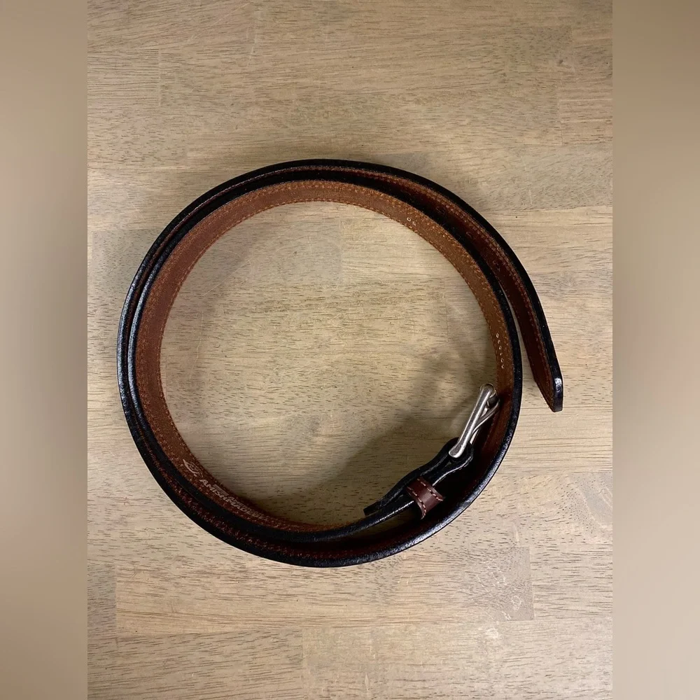 Amish Made Handcrafted Men's Stitched Brown Leather Belt Made in USA Retails $89